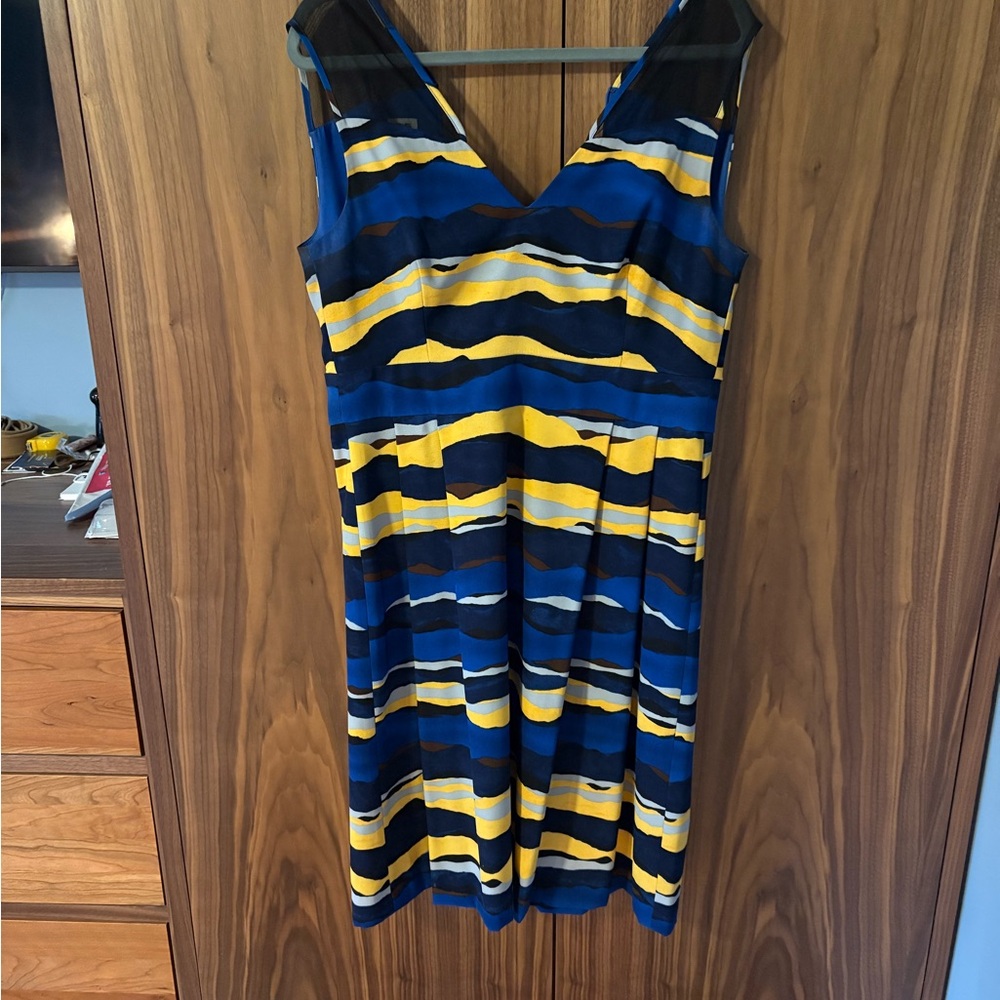 Anne Klein Vibrant Blue and Yellow Midi Dress